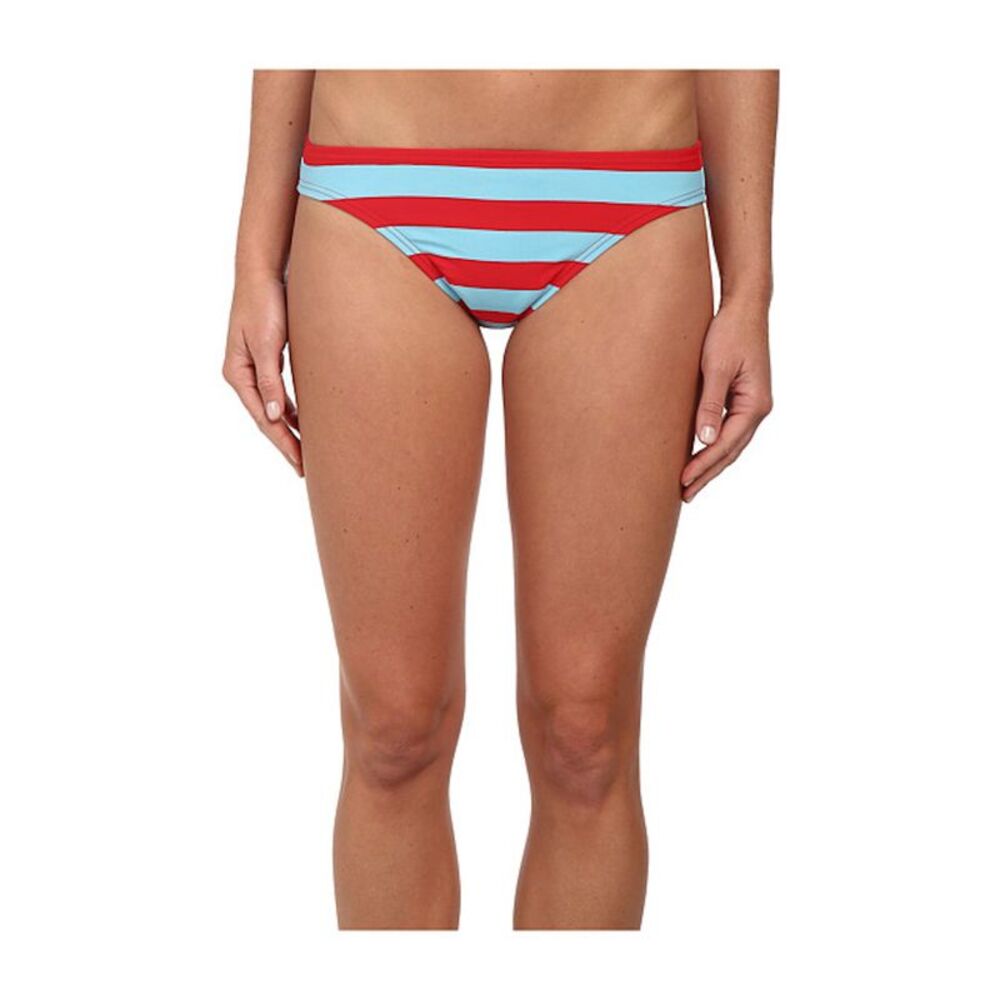 DKNY Women's Red Striped Nylon Bikini Swimwear Bottom M